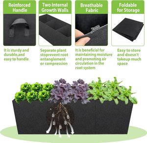 Sacs de culture pliables en feutre pour légumes et fleurs, 5/10/20 gallons, pour jardin domestique, utilisation intérieure et extérieure - Product Image 4