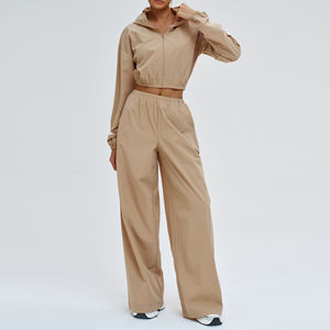 Ensemble <span class=keywords><strong>de</strong></span> sport personnalisé avec logo, pantalon <span class=keywords><strong>de</strong></span> sport respirant, pantalon ample à jambes larges, ensembles décontractés pour femmes, pour l'extérieur - Product Image 2