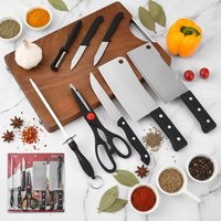 Ensemble de 8 couteaux de cuisine de qualité supérieure avec manche en plastique, compatibles lave-vaisselle, couteaux à steak en acier inoxydable, avec support à ventouse double face