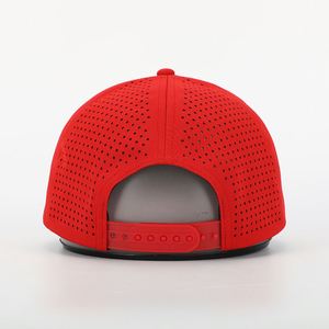 Casquette de baseball rouge perforée en polyester 100% de haute qualité pour adultes 6 panneaux avec logo personnalisé en gros, Gorras à trous découpés au laser, chapeau de papa de sport - Product Image 5