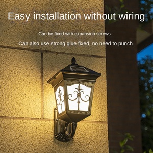 Lampe murale extérieure cylindrique de style européen surdimensionnée LED IP65 étanche E27 balcon cour jardin solaire aluminium 10 ans - Product Image 2