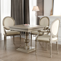 Table à manger en bois massif de style américain DISHI, blanc vieilli, design vintage et délavé, pour bureau, table de réunion