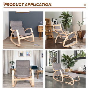Confortable Relax chaise berçante chaise longue tissu coussin siège salon meubles moderne <span class=keywords><strong>adulte</strong></span> fauteuil à bascule en bois - Product Image 5