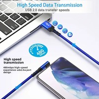 Kabel Pengisi Daya Ponsel USB-A ke Type-C 30 Derajat Sudut Miring, Panjang 1/2/3m, Anyaman Nilon, untuk Smartphone dan Pad, Transfer Data