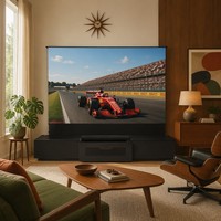 120 Zoll Schwarzer Rechtwinkliger Laser-TV-Schrank mit Elektrischem Bodenaufzug ALR UST Ein-Klick-Lift 16:9 4K UHD Versteckter Stauraum