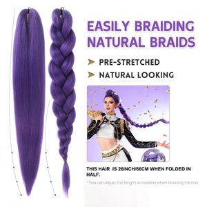 Perruque synthétique longue pour enfants, tresses torsadées violettes, double queue de cheval, pour cosplay, fête et déguisement - Product Image 4