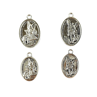 Pendentif en métal double face en argent vieilli, médaille catholique Saint Michel et Ange Gardien, pour la fabrication de colliers de chapelet et de bijoux