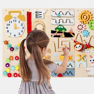 Tablero ocupado <span class=keywords><strong>de</strong></span> madera <span class=keywords><strong>de</strong></span> alta calidad, juguete <span class=keywords><strong>de</strong></span> actividad montado en la pared Montessori, reloj educativo, música, aprendizaje sensorial, material didáctico - Product Image 4
