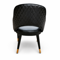 Fauteuil de salle à manger moderne rembourré en gros, chaise en similicuir noir avec coutures losanges pour projets de banquets et bistrots