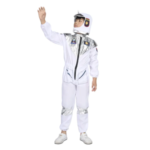 Kostum Spaceman karnaval hari karir, setelan Jumpsuit Pilot garis perak, kostum astronot dengan helm untuk anak laki-laki - Product Image 2