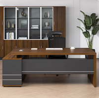 Mobilier de bureau de luxe Bureau Bureau Bureau de patron Mobilier design moderne en bois MDF Bureau de direction en forme de L pour la maison