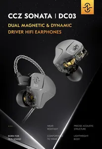 CCZ DC03 1DD Écouteurs intra-auriculaires filaires HiFi Bass IEM <span class=keywords><strong>pour</strong></span> musiciens, chanteurs et scène - Product Image 2