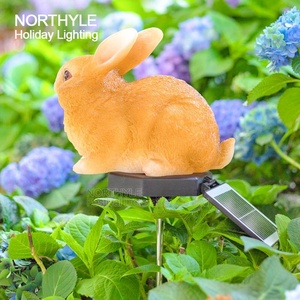 Solar conejo escultura luz LED jardín 3D Anime lámparas al aire libre Pascua decoración bonita decoración de vacaciones - Product Image 6