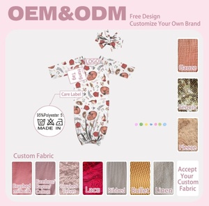 Sacos de dormir de manga larga para bebé Yiwu Yiyuan, ecológicos, transpirables, con estampado floral, cierre con cordones, spandex/poliéster - Product Image 3