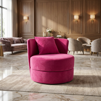 Rosa Samt Runder Akzent-Sessel Gepolsterter Lounge-Sessel für Wohnzimmer Hotel Event-Bestuhlung