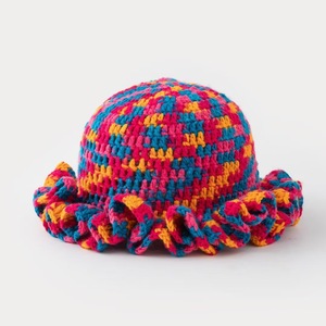 Cappello da secchio con bordo ondulato con foglia di loto piegato ogni giorno in maglia acrilica personalizzata invernale caldo e Casual da viaggio all'aperto - Product Image 1