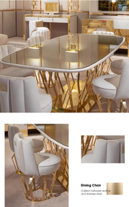 Yüksek kalite lüks Metal yemek masası sandalye seti altın Modern tasarım kare şekli toptan oteller için restoranlar mutfak - Product Image 4