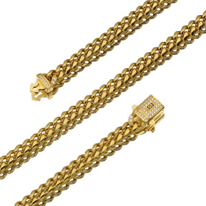 Nuova Collana da Uomo Hip Hop con Catena Cubana in Acciaio Inossidabile Placcato Oro 18K PVD e Fibbia con Logo <span class=keywords><strong>S</strong></span> in Zirconi - Product Image 3