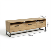 Meuble TV moderne et durable en bois avec structure en fer et pieds métalliques, armoire de rangement pour salon et chambre, couleur personnalisable, facile à nettoyer