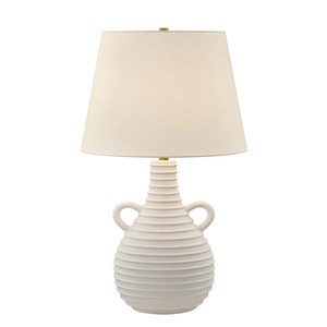 White Textured Ceramic Taper Modern Minimalist Table Lamp | Sleek <b>Lighting</b> for Hotel Guest Room & Office <b>Space</b> - Product Image 3