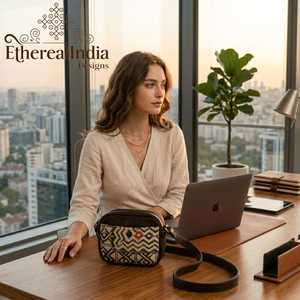 Banjara Embroidered Sling Bag Tribal Mirror Work Crossbody Handmade Cotton Boho Ethnic Purse - Product Image 3