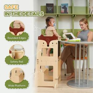 Torre de aprendizaje de madera maciza 3 en 1, silla de escalada Montessori plegable para niños con pasamanos - Product Image 2
