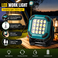 Lampe de camping LED COB multifonctionnelle rechargeable, lampe de travail d'urgence magnétique, source d'alimentation CC pour réparation automobile, IP65, multicolore, ABS