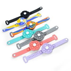 Hot Sale Kids Silicone Pop Push Bubble Fidget Toys Sensory Spinner Watch Silicone Rotating Wristband Bracelet Toys