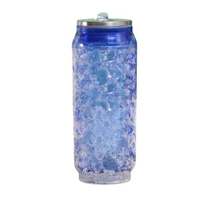 Latas creativas vasos de agua con pajita sin BPA de doble capa de plástico verano <span class=keywords><strong>Cola</strong></span> botella de hielo triturado deportes al aire libre taza para beber - Product Image 3