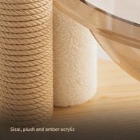 Arbre à chat multi-niveaux en gros avec lits-capsules en acrylique ambré et poteaux à gratter en sisal pour chats d'intérieur