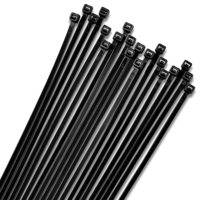 Attaches de câblage autobloquantes en nylon 66 YOJIU, 50-175 lbs, stabilisées aux UV, noires, 100-760 mm, modèle BWB-250 mm, pour faisceaux de câblage