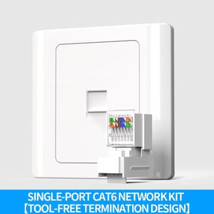 Ultra Slim Wall Plate 86 Type <b>Single</b> Dual Port Cat5e Cat6 RJ45 PC Modular Ethernet Network <b>Socket</b> Flame Retardant Easy Install - Product Image 3