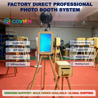 Équipement de location d'événements B2B : Photobooth en bois double face avec écran tactile frontal 18,5 pouces pour iPad et appareil photo reflex numérique – Approvisionnement direct usine