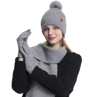Ensemble bonnet en tricot torsadé pour femme avec logo personnalisé, écharpe assortie et gants chauds – Idéal pour le quotidien par temps froid