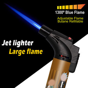 Techno Custom Logos Odm Promotion Printed Stickers Cute Refillable Windproof Fluid High Quality Outdoor <b>Camping</b> Torch Lighter - Product Image 4