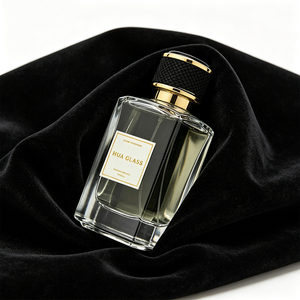 Vente en gros de flacons en verre carrés transparents personnalisés à bas prix, 30 ml, 50 ml, 100 ml, avec bouchon rond, flacon de parfum vide avec boîte d'emballage haut de gamme - Product Image 4