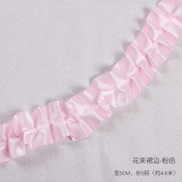 Conception innovante : bordure de jupe plissée avec fleurs fraîches, ruban pour boîte cadeau, ruban pour dessert, matériaux en ruban de satin