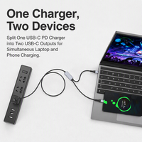 Câble Répartiteur USB-C 140W PD Charge Rapide Double Port pour Téléphone Portable & Ordinateur Synchronisation de Données 480Mbps Prise en Charge OEM/ODM
