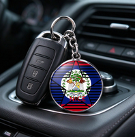 Porte-clés drapeau du Belize, porte-clés élégant pour clés de voiture, porte-clés en acier inoxydable, utilisé pour la décoration de la maison, décorations suspendues pour bijoux.