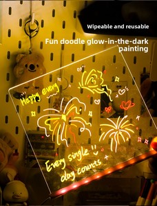 <span class=keywords><strong>Tableau</strong></span> d'écriture effaçable à sec en acrylique avec éclairage LED pour dessin quotidien, idéal pour les enfants de 5 à 7 ans, en plastique, jouet de dessin - Product Image 5