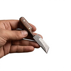 Couteau de chasse et de survie à lame fixe mini, en acier Damas de qualité industrielle, fabriqué à la main, avec manche en bois OEM - Product Image 4