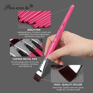 Lot de 17 pinceaux de <span class=keywords><strong>peinture</strong></span> en nylon rose pour visage, manche en <span class=keywords><strong>bois</strong></span>, ensemble de pinceaux avec boîte - Product Image 4