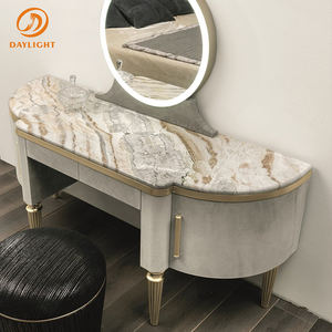 Coiffeuse de maquillage nordique personnalisée, en marbre, pour enfant et <span class=keywords><strong>adulte</strong></span>, blanche avec miroir et tabouret - Product Image 5