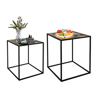 Ensemble de 2 tables d'appoint gigognes carrées à cadre métallique robuste Petites tables basses avec fonction d'emboîtement pour table d'extrémité