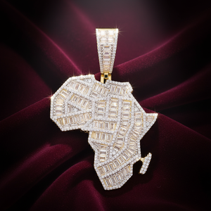 Ciondolo a forma di <span class=keywords><strong>mappa</strong></span> dell'Africa con moissanite certificata GRA, stile Iced Out Hip Hop, gioielli da uomo placcati oro, ciondolo di alta gioielleria. - Product Image 1