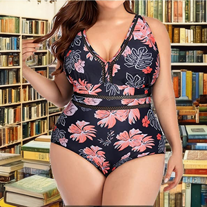 Traje de Baño de Una Pieza Sexy de Talla Grande Personalizado, Novedad, Súper Ventas, con Cuello en V y Logo Frontal para Mujer - Product Image 2