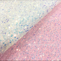 Tissu en velours blanc irisé à paillettes, dentelle brodée de sequins holographiques, extensible, 100 % polyester, pour chaussures de mariée et de soirée pour garçons