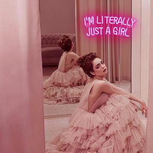 Letrero de Neón LED Rosa con la Frase 'I'm Literally Just a Girl', Luz de Neón LED para Decoración de Pared, Letrero Luminoso para Dormitorio - Product Image 3
