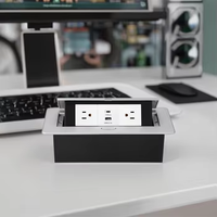 Boîte de prise de table pop-up à courant nominal 16A 13A, étanche à la poussière USB + TYPE-C et double prise UE Boîte de table standard
