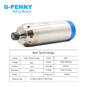 G-Penny 3.5kw ER20 D100 220V/380V Motor de husillo refrigerado por agua 4 Uds rodamientos de bolas de cerámica husillo de trabajo de Metal utilizado para Metal - Product Image 4